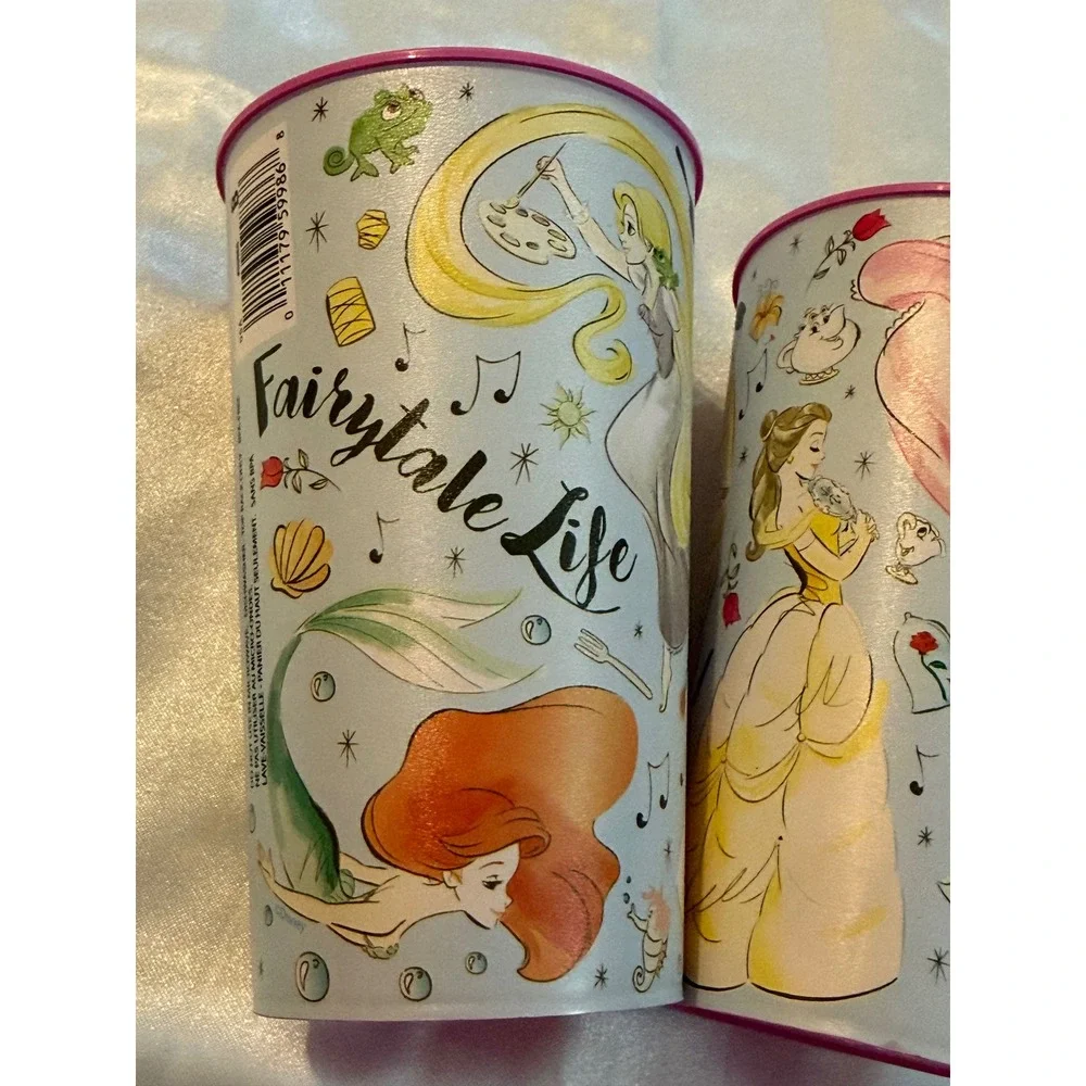 Disney Princess Fairytale Life Plastic Tumblers Set of 2 Ariel Rapunzel Belle